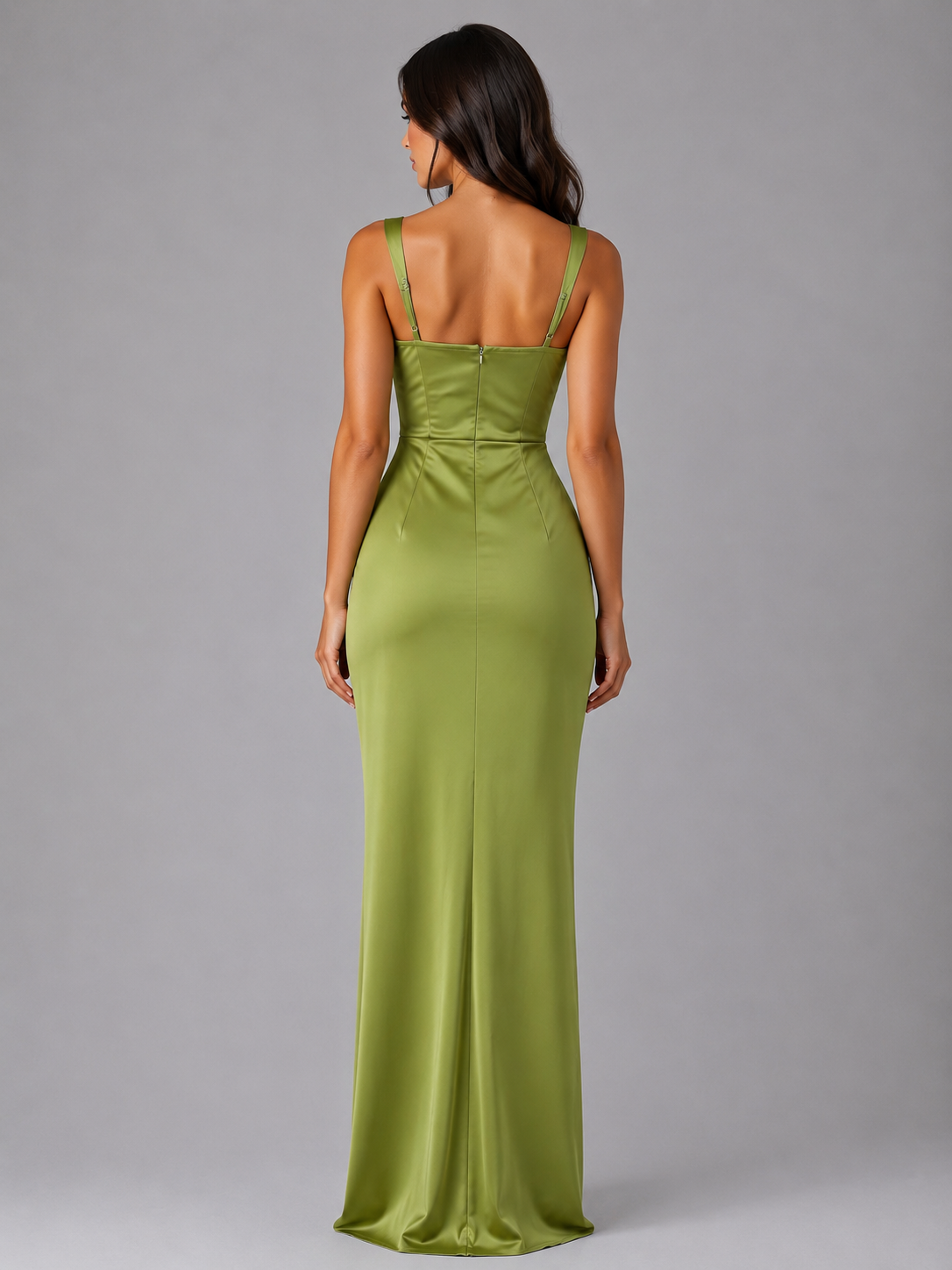 Anastasia | Satin Ruched Waist Maxi Dress