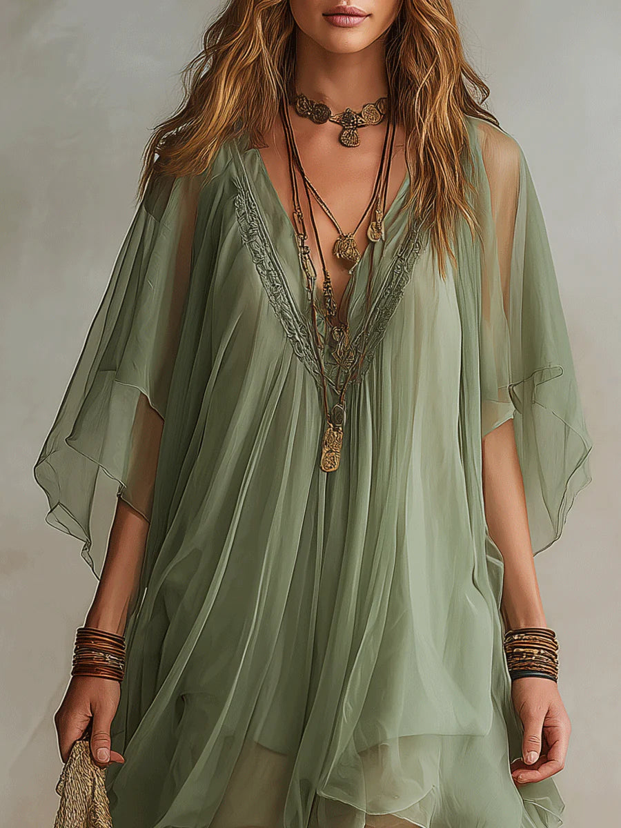 Vorrantha | Women's Boho Sheer Tunic Top