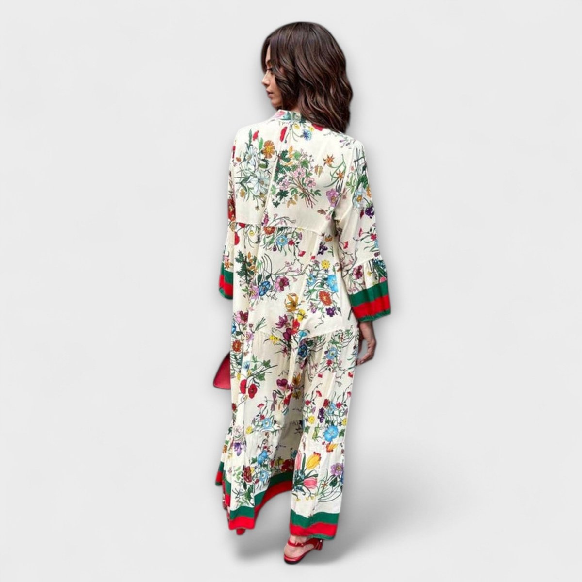 Sophia | Women's Floral Bell-Sleeve Tiered Boho Maxi Dress